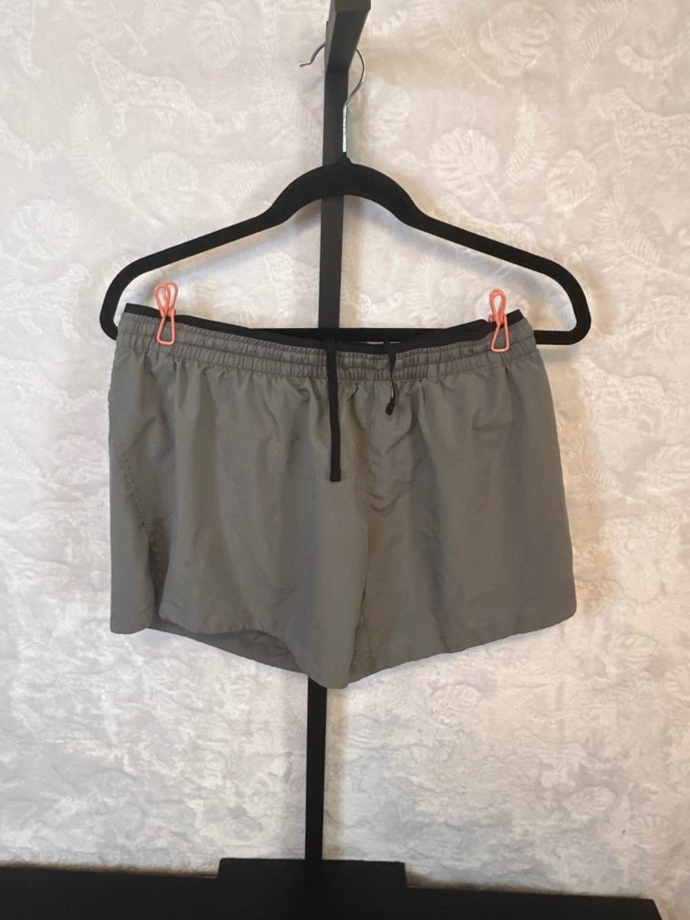 Nike Women's Gray Elastic-Waist Running Shorts with Black Drawcord